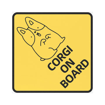 Corgi On Board Car Magnet | Square Yellow Corgi Bumper Magnet