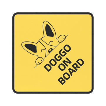 Doggo On Board Car Magnet | Cute Puppy Warning Sign, Yellow Square